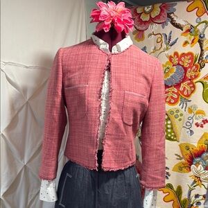 BCBGMaxAzria Pink Blazer with Fringe Trim